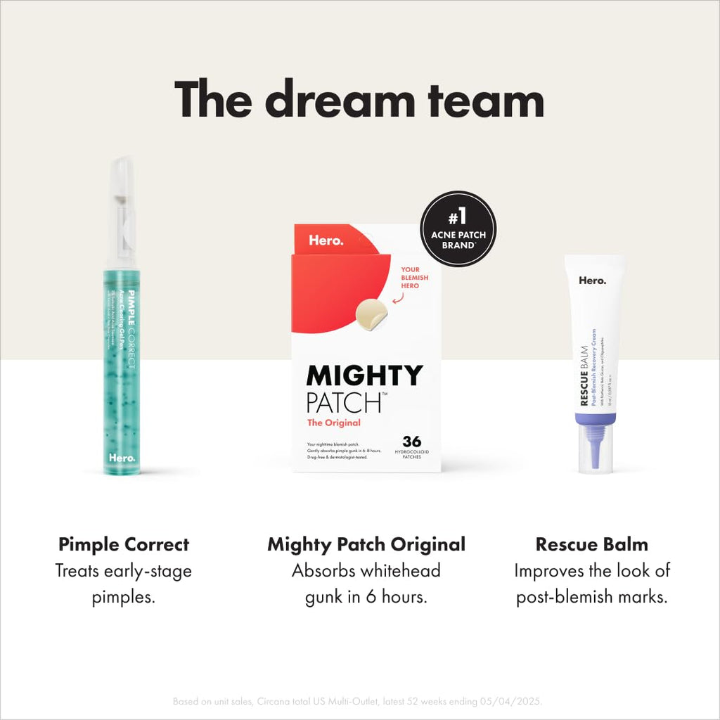 Mighty Patch Original Patch from Hero Cosmetics - #1 Best Selling Hydrocolloid Acne Pimple Patches for Face, Shrinking Zits & Whiteheads in 1 Use, Nighttime Spot Pimple Stickers for Face, 75 Count