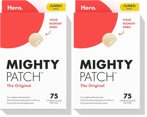 Mighty Patch Original Patch from Hero Cosmetics - #1 Best Selling Hydrocolloid Acne Pimple Patches for Face, Shrinking Zits & Whiteheads in 1 Use, Nighttime Spot Pimple Stickers for Face, 75 Count