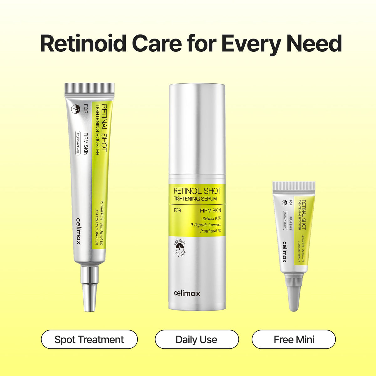 celimax The Vita A Retinal Shot Tightening Booster (0.51 fl.oz) | 0.1% Retinal, 3% Matryxyl, High-Strength Retinoid, Anti Aging, Pore Minimizer, Fine Lines, Skin Firming, Korean Skin Care