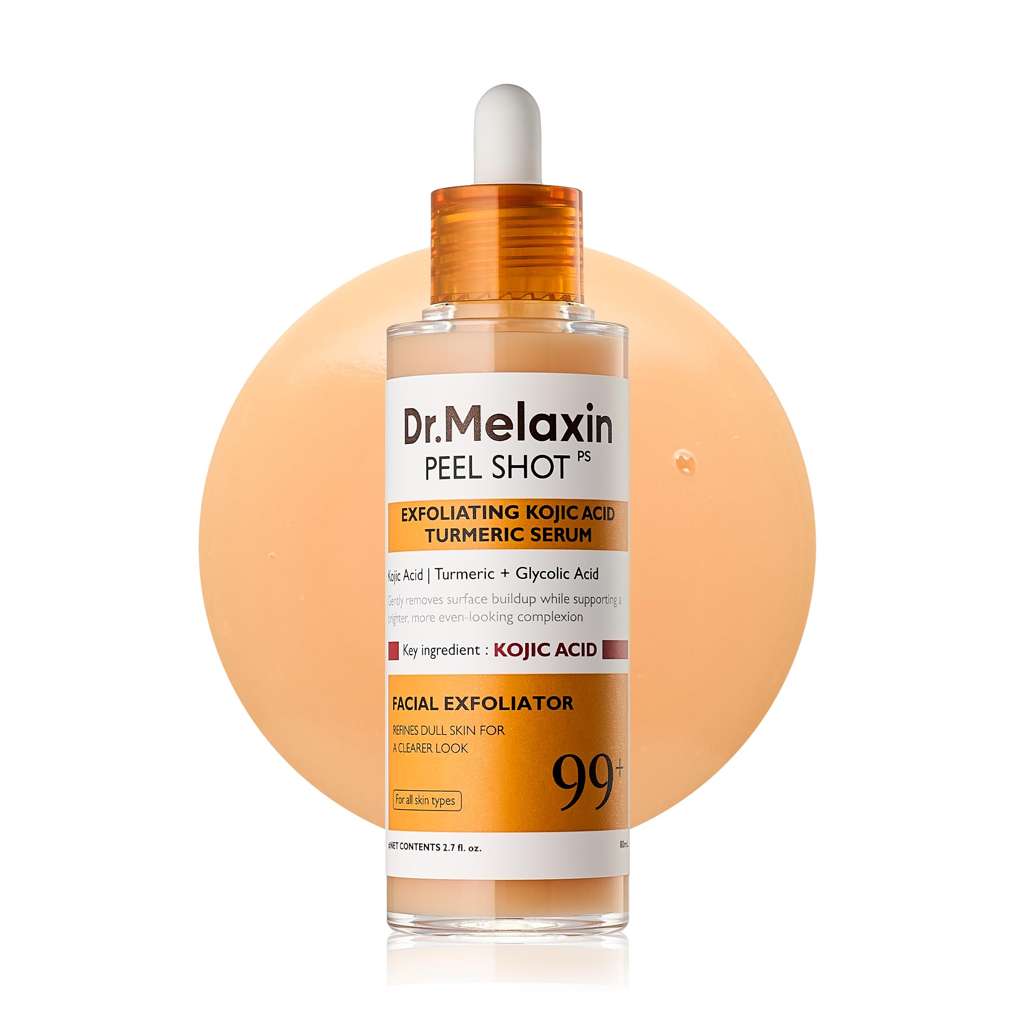 Dr.Melaxin Peel Shot Exfoliating Black Rice Ampoule 2.7 fl.oz - Rice Water AHA BHA Niacinamide Serum for Dead Skin Cells, Blackheads and Pores, Glass Skin Glow, Korean Skin Care Exfoliant