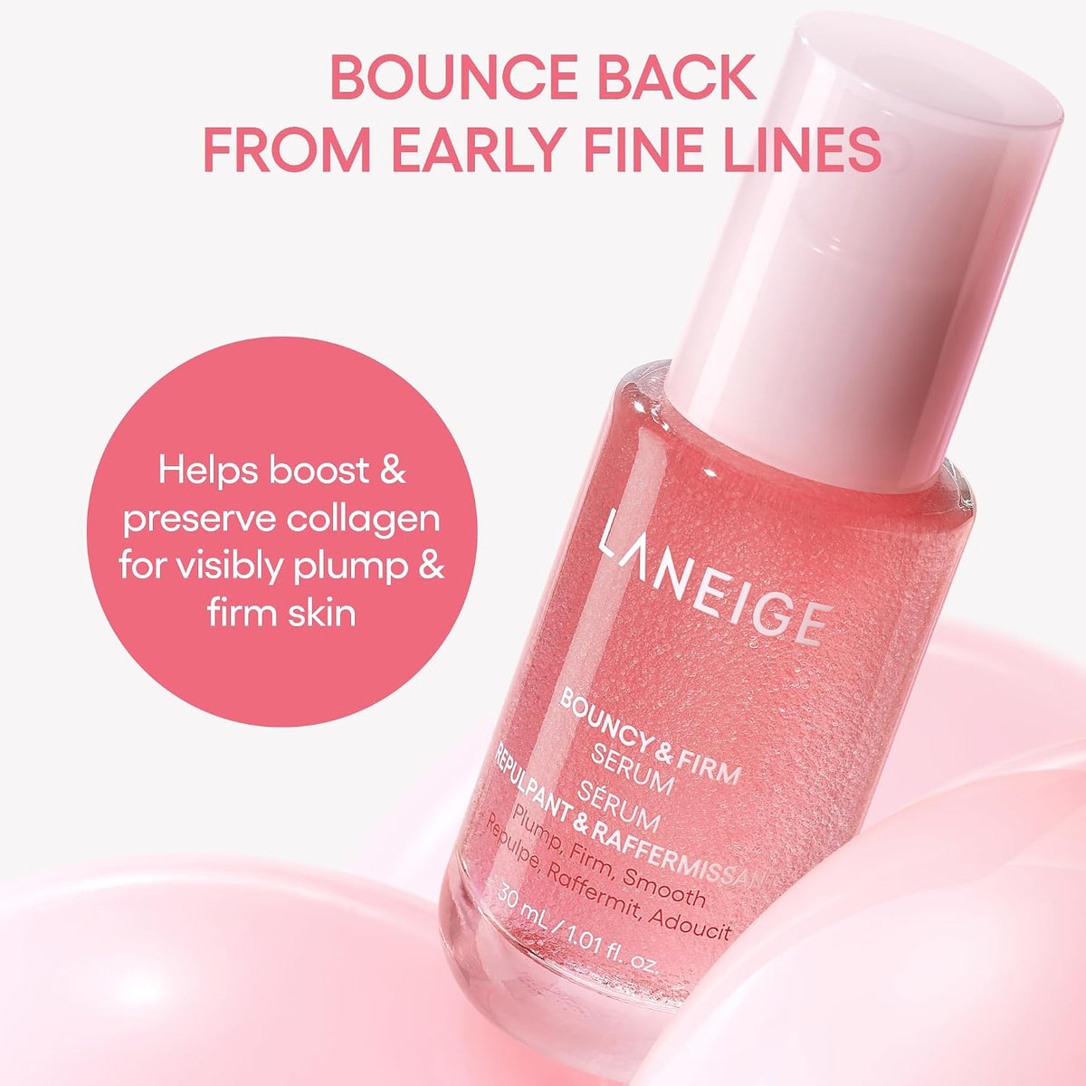 LANEIGE Bouncy & Firm Serum: Korean Slow Anti-Aging Collagen Complex Face Serum with Peptides for Hydrating, Plumping & Firming | Korean Skin Care