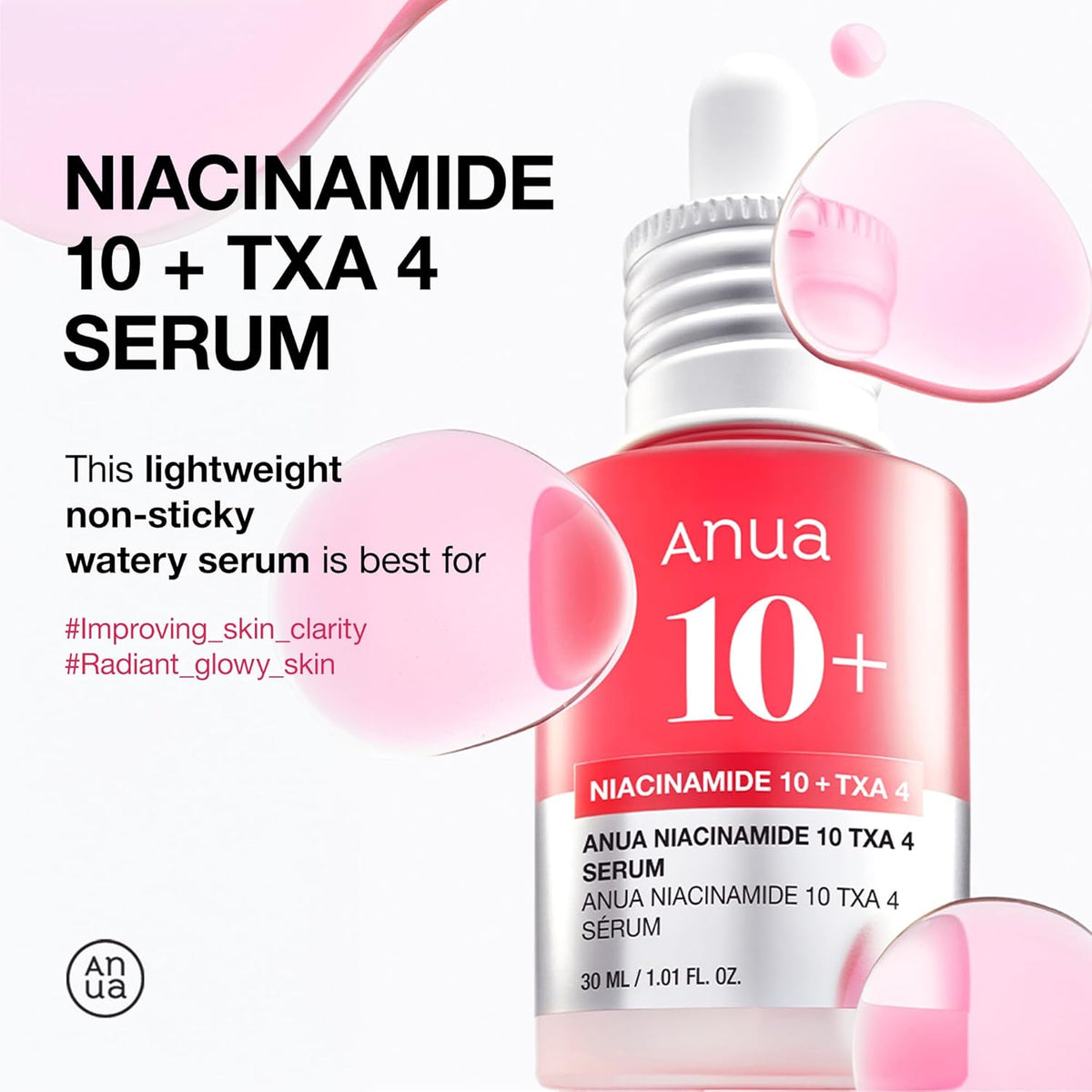 Anua 3-Step Glass Skin Beginner Kit | Oil Cleanser and Face Wash with Facial Serum, Double Cleansing Daily Routine with Niacinamide, Korean Skincare