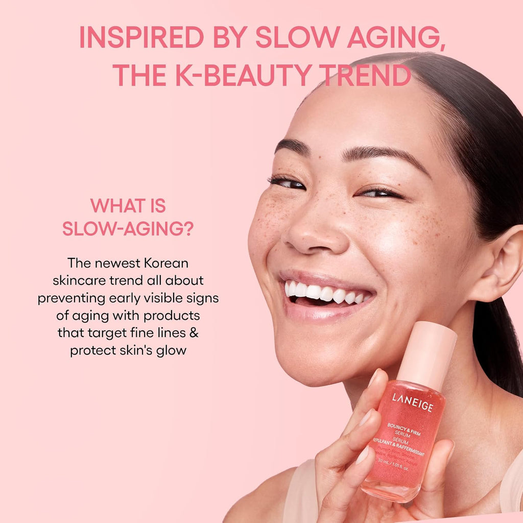 LANEIGE Bouncy & Firm Serum: Korean Slow Anti-Aging Collagen Complex Face Serum with Peptides for Hydrating, Plumping & Firming | Korean Skin Care