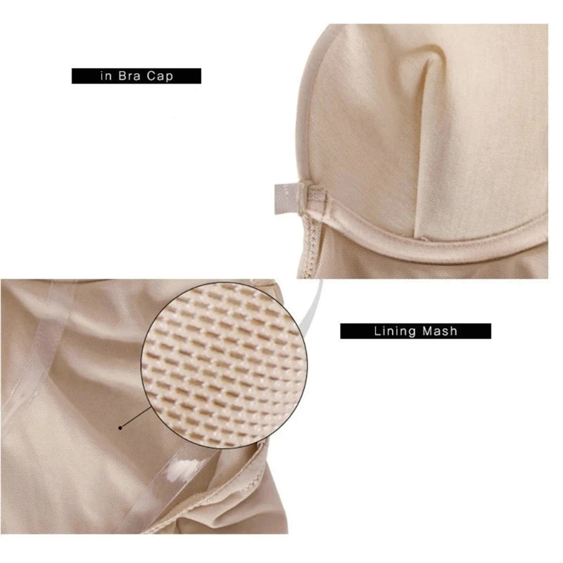 Wildbloom ™ - Invisible Shaper Bra Bodysuit Corset Backless Deep V-Neck U Plunge Thong Waist Trainer Clear Strap Padded Push Up Shapewear