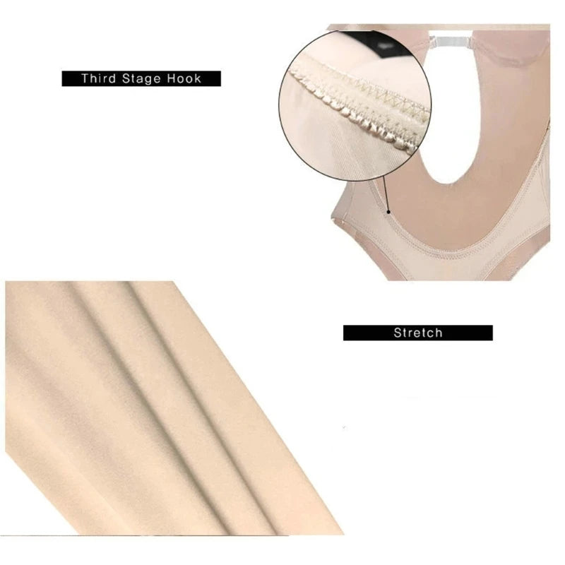 Wildbloom ™ - Invisible Shaper Bra Bodysuit Corset Backless Deep V-Neck U Plunge Thong Waist Trainer Clear Strap Padded Push Up Shapewear